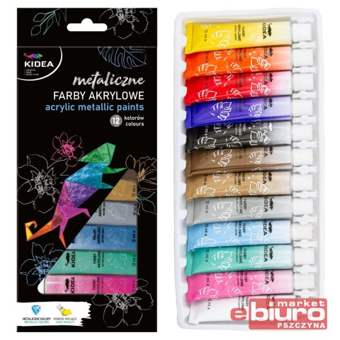 FARBY AKRYLOWE METALICZNE 12X12ML KIDEA