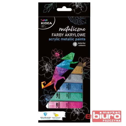 FARBY AKRYLOWE METALICZNE 12X12ML KIDEA