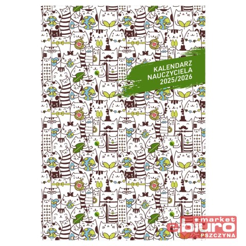 KALENDARZ NAUCZYCIELA B5 PCV BEZBARWNY KOTY