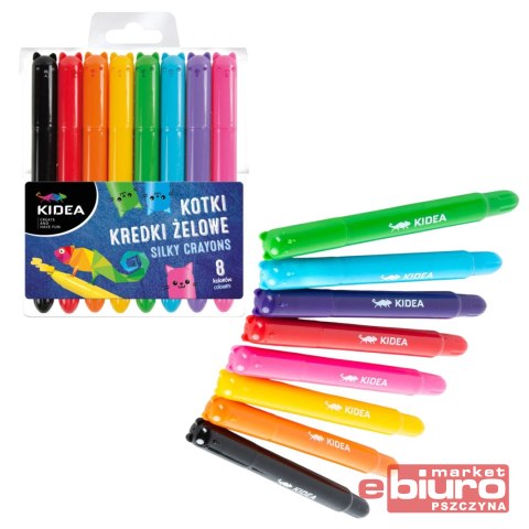 KREDKI ŻELOWE KOTKI 8 KOLORÓW KIDEA