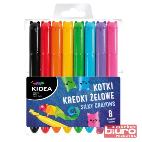 KREDKI ŻELOWE KOTKI 8 KOLORÓW KIDEA