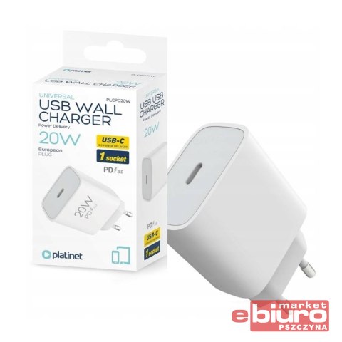 ŁADOWARKA SIECIOWA 20W PD 1 X USB-C WHITE PLATINET