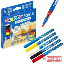 MARKERY AKRYLOWE Z PĘDZELKIEM CARIOCA 5 KOL BLIST