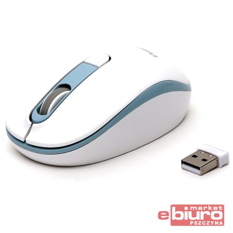 MYSZKA BEZPRZEWODOWA OMEGA WIRELESS 1000/1200/1600 DPI 2,4 GHZ WHITE-BLUE