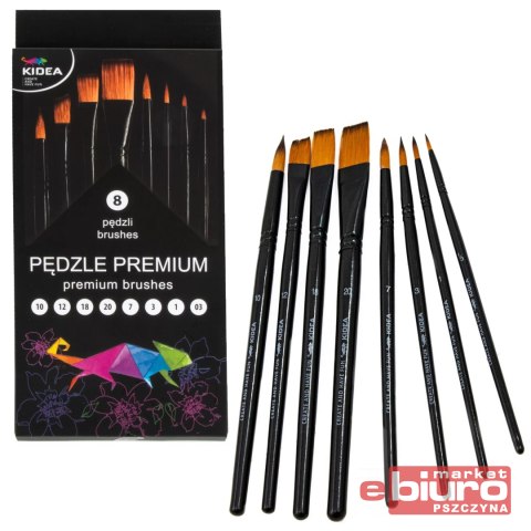 PĘDZLE PREMIUM 8 SZT KIDEA