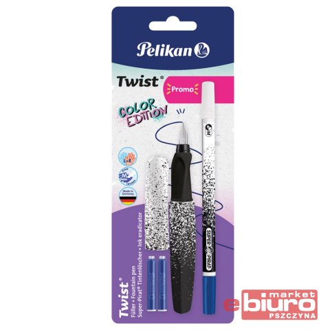 PIÓRO WIECZNE PELIKAN TWIST COLOR ZEST. BIAŁO-CZAR