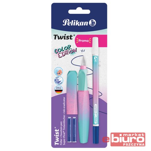 PIÓRO WIECZNE PELIKAN TWIST COLOR ZEST. RÓŻ-MIĘTOW
