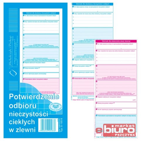 POTWIERDZENIE ODB NIECZYST CIEKŁ W ZLEWNI S-100-8