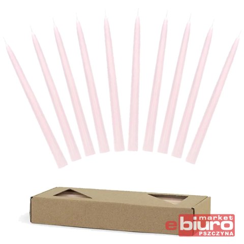 ŚWIECA STOŻKOWA MATOWA J.RÓŻOWY 24CM OP/10SZT PART