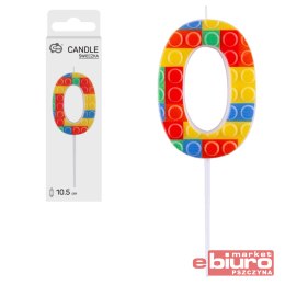 ŚWIECZKA PIKER KLOCKI CYFRA 0 WIELOKOL. 10,5X3,5CM