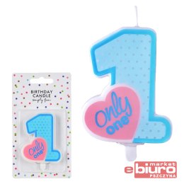 ŚWIECZKA URODZ. ONLY ONE BŁĘKIT 8CM PARTYDECO