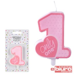 ŚWIECZKA URODZ. ONLY ONE J. RÓŻOWY 8CM PARTYDECO