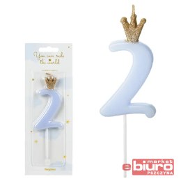 ŚWIECZKA URODZINOWA CYFERKA 2 J.NIEB 9,5CM PARTYDE