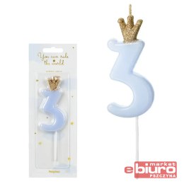 ŚWIECZKA URODZINOWA CYFERKA 3 J.NIEB 9,5CM PARTYDE