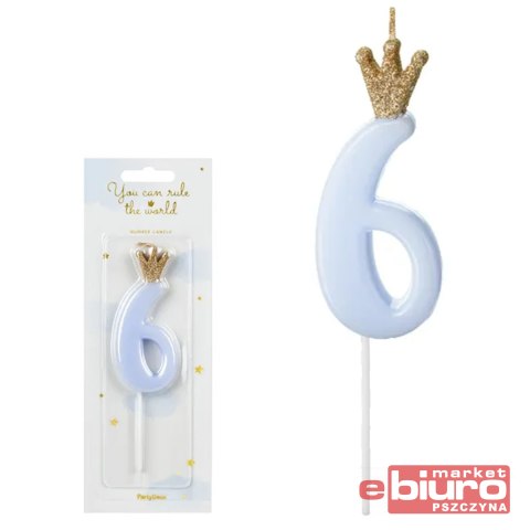 ŚWIECZKA URODZINOWA CYFERKA 6 J.NIEB 9,5CM PARTYDE