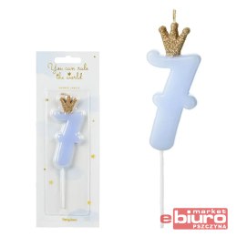 ŚWIECZKA URODZINOWA CYFERKA 7 J.NIEB 9,5CM PARTYDE