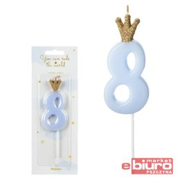 ŚWIECZKA URODZINOWA CYFERKA 8 J.NIEB 9,5CM PARTYDE