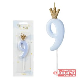 ŚWIECZKA URODZINOWA CYFERKA 9 J.NIEB 9,5CM PARTYDE