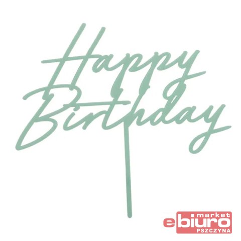 TOPPER AKRYL NA TORT HAPPY BIRTHDAY ZIELEŃ PARTYDE