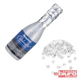 TUBA Z KONFETTI SZAMPAN SREBRNY 20,5CM PARTYDECO