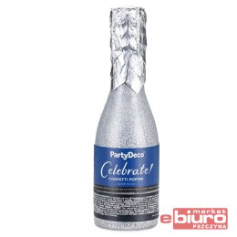 TUBA Z KONFETTI SZAMPAN SREBRNY 20,5CM PARTYDECO