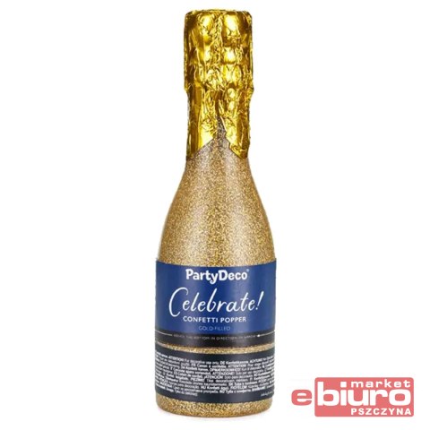 TUBA Z KONFETTI SZAMPAN ZŁOTY 20,5CM PARTYDECO