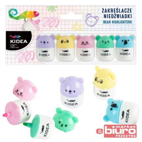 ZAKREŚLACZE NIEDŹWIADKI 5 KOLORÓW KIDEA