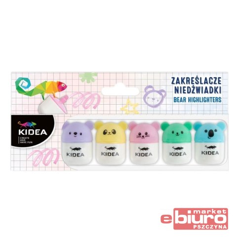 ZAKREŚLACZE NIEDŹWIADKI 5 KOLORÓW KIDEA
