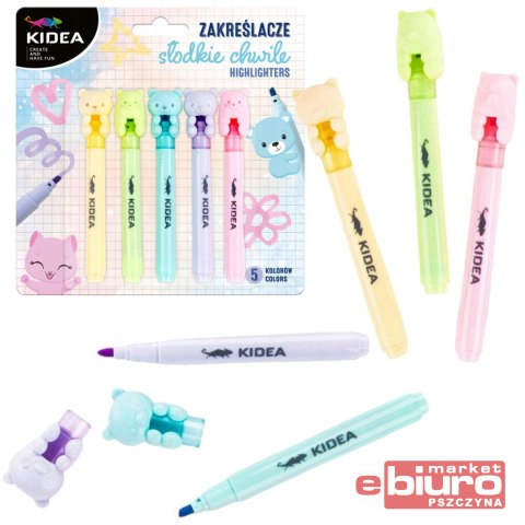 ZAKREŚLACZE SŁODKIE CHWILE 5 KOLORÓW KIDEA