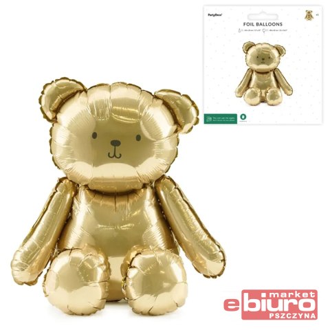 BALON FOLIOWY MIŚ 43X53CM ZŁOTY PARTYDECO