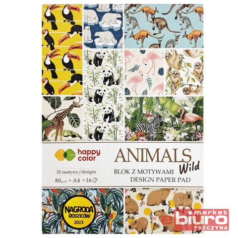 BLOK Z MOTYWEM ANIMALS WILD A4 16ARK 32 MOTYW.