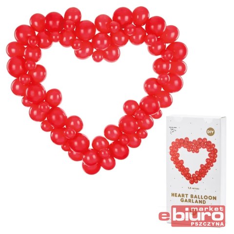 GIRLANDA BALONOWA ZE STELAŻEM SERCE CZERWONY 160CM