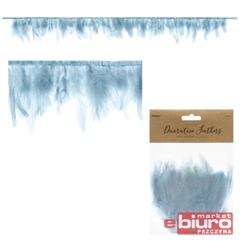 GIRLANDA Z PIÓR JASNY MGLISTY NIEB DŁ 1M PARTYDECO