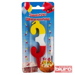 KOLOROWE ŚWIECZKI URODZINOWE CYFERKA 