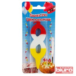 KOLOROWE ŚWIECZKI URODZINOWE CYFERKA 