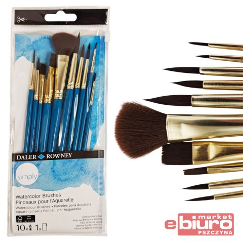 KOMPLET 10 PĘDZLI Z MIĘKKIEGO WŁOSIA SYNTETYCZNEGO