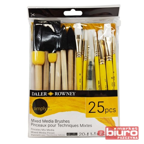 KOMPLET 25 PĘDZLI MIXED MEDIA, DALER ROWNEY