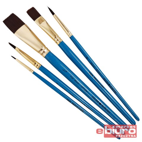 KOMPLET 5 PĘDZLI Z MIĘKKIEGO WŁOSIA SYNTETYCZNEGO