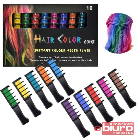KREDA DO WŁOSÓW 10 KOLOROWYCH GRZEBIENI NORIMPEX