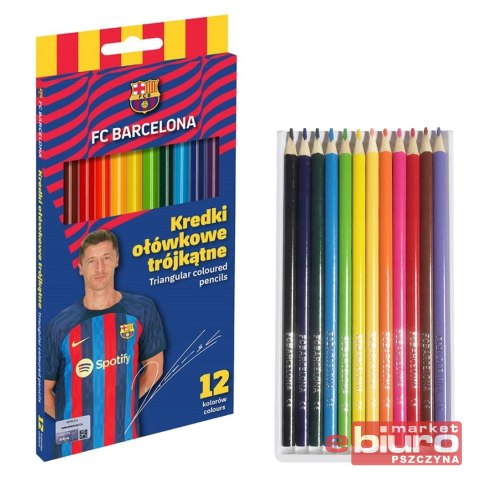 KREDKI OŁÓWKOWE TRÓJKĄTNE FC BARCELONA 12 KOL ASTR