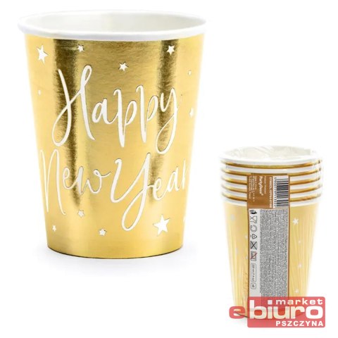 KUBECZKI HAPPY NEW YEAR ZŁOTY 220ML A'6 PARTYDECO