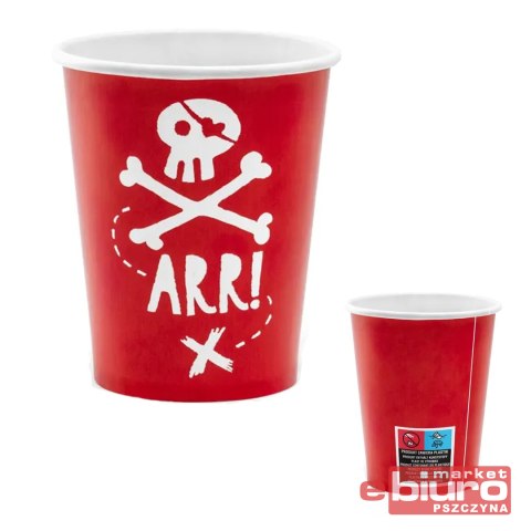 KUBECZKI PIRACI CZERWONY 220ML A'6 PARTYDECO