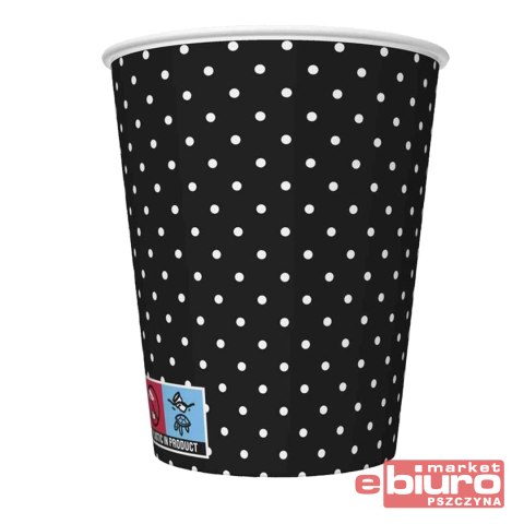 KUBKI PAPIEROWE 250ML A'8 CZARNE KROPKI POL-MAK