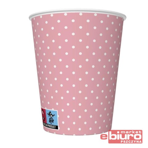 KUBKI PAPIEROWE 250ML A'8 RÓŻOWE KROPKI POL-MAK