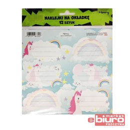 NAKLEJKI NA OKŁADKĘ 2 12SZT JEDNOROŻEC HENRY