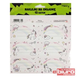 NAKLEJKI NA OKŁADKĘ 2 12SZT UNICORN TĘCZA HENRY