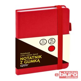 NOTATNIK GRAND Z GUMKĄ A6/80 KRATKA 80G CZERWONY