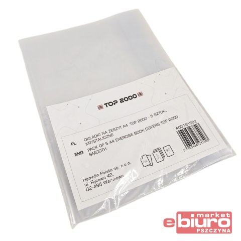 OKŁADKI NA ZESZYT TOP2000 A4 KRYSTALICZNE 5SZT.