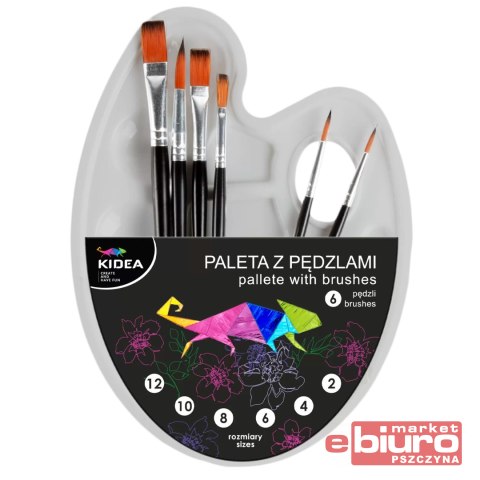 PALETA Z PĘDZLAMI 7 ELEMENTÓW KIDEA