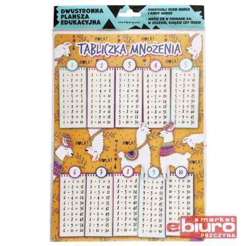 PLANSZA ŚCIĄGA A4 TABLICZKA MNOŻENIA LAMY HENRY